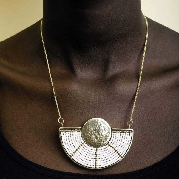 Mwezi Half Moon Beaded Necklace