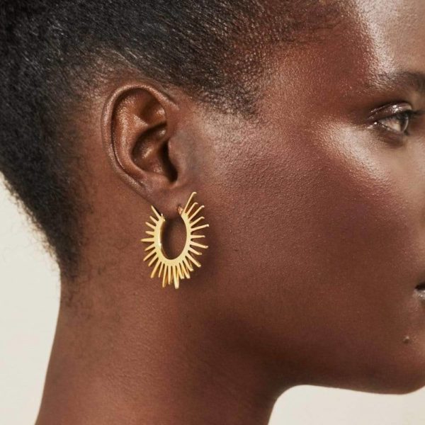 The Ulumbi Gold Sunburst Earring Hoops by Yala