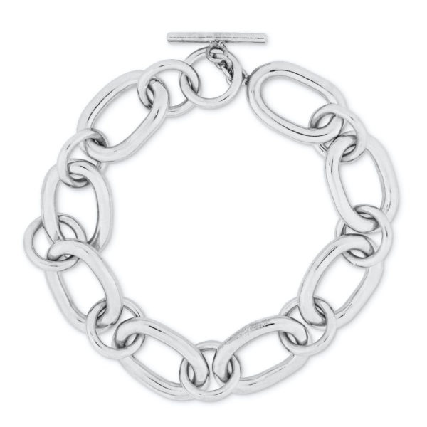 Oloika Silver Chrome Chain Link Bracelet