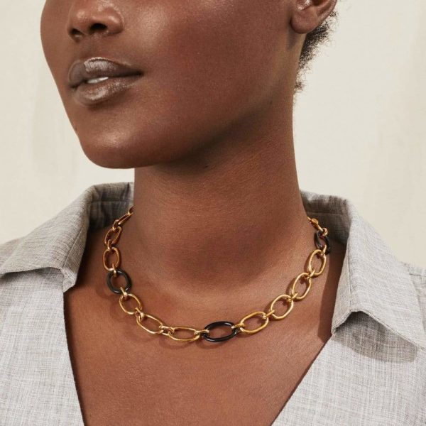 Busia Women Chain Link Cow Horn Necklace